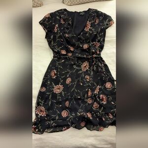 Bardot Black Dress with Subtle Floral Design